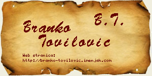 Branko Tovilović vizit kartica